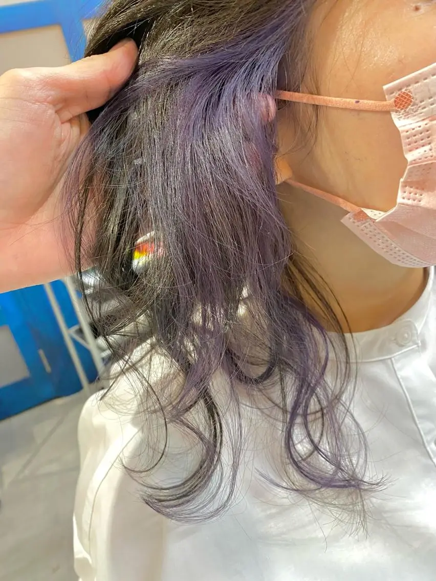 ミディアム パープルカラー カット ヘアカラー トリートメント 🍃ボブ&ショート 特化🍃髪質改善🍃のヘアスタイル