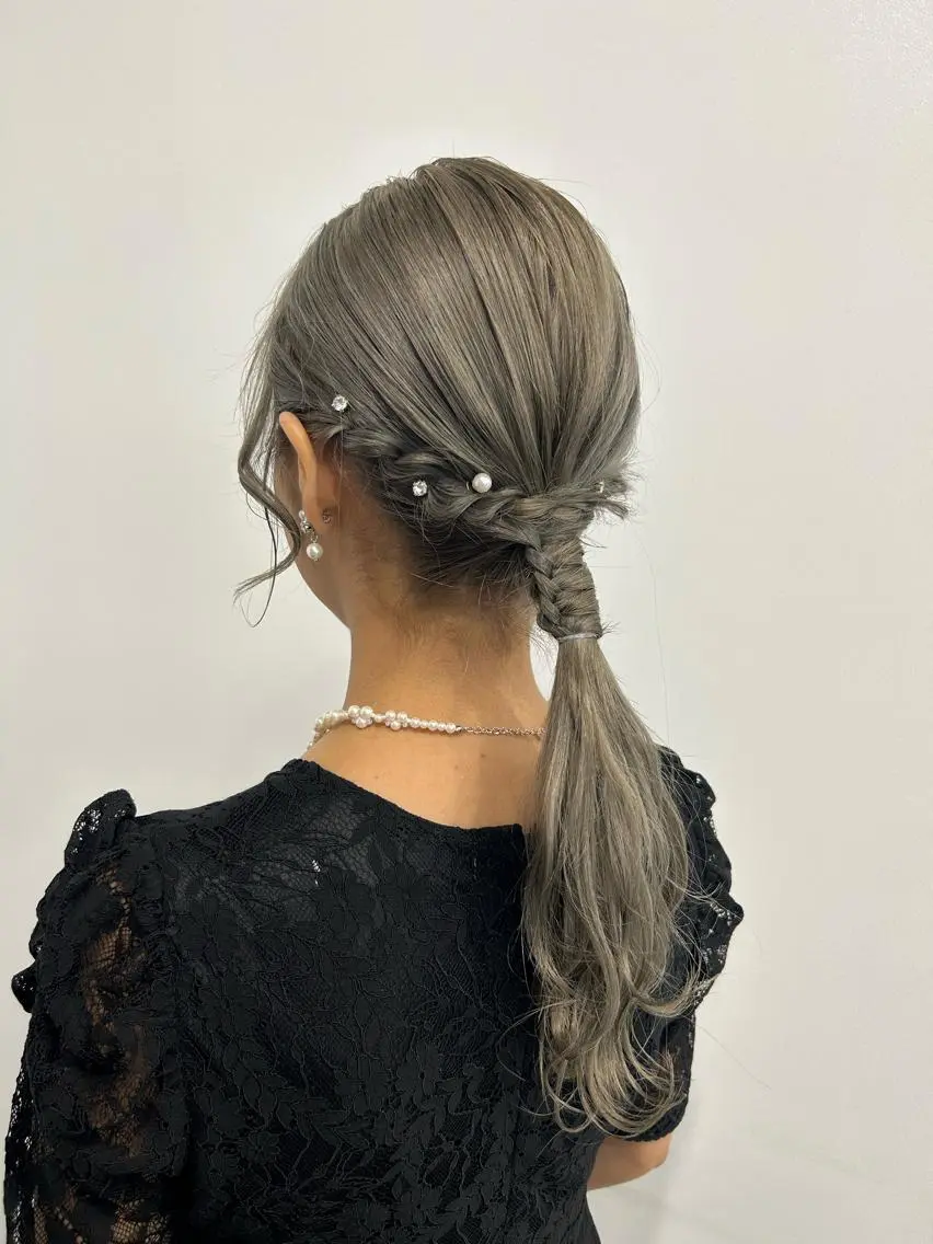 ロング ボブ 外国人風カラー 髪質改善 レイヤーカット ヘアセット MiRI💜地毛級 エクステ✖似合わせ技のヘアスタイル