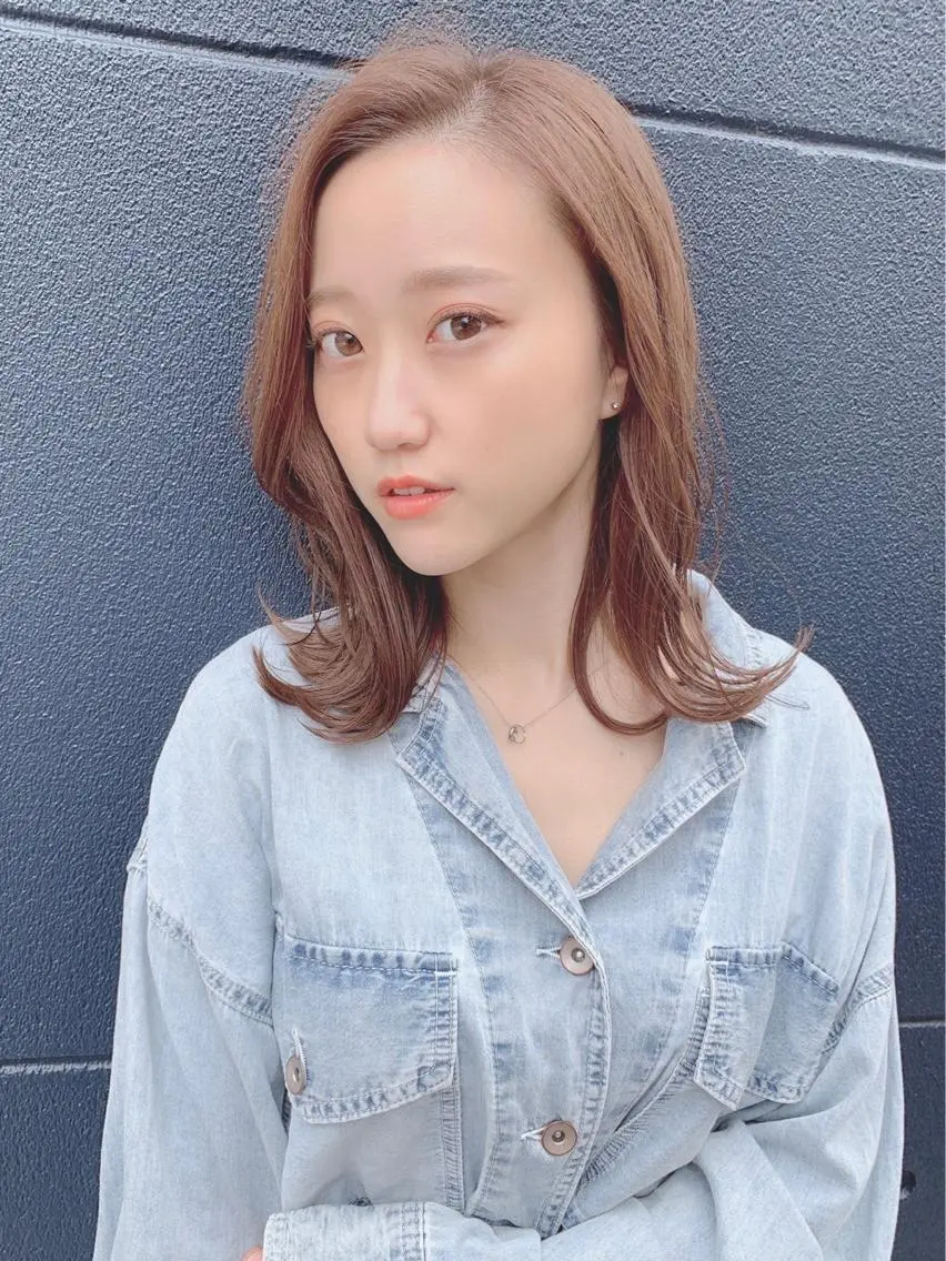 セミロング カラー パーマ ヘアアレンジ 【公式】amble luxe池袋東口🩷のヘアスタイル