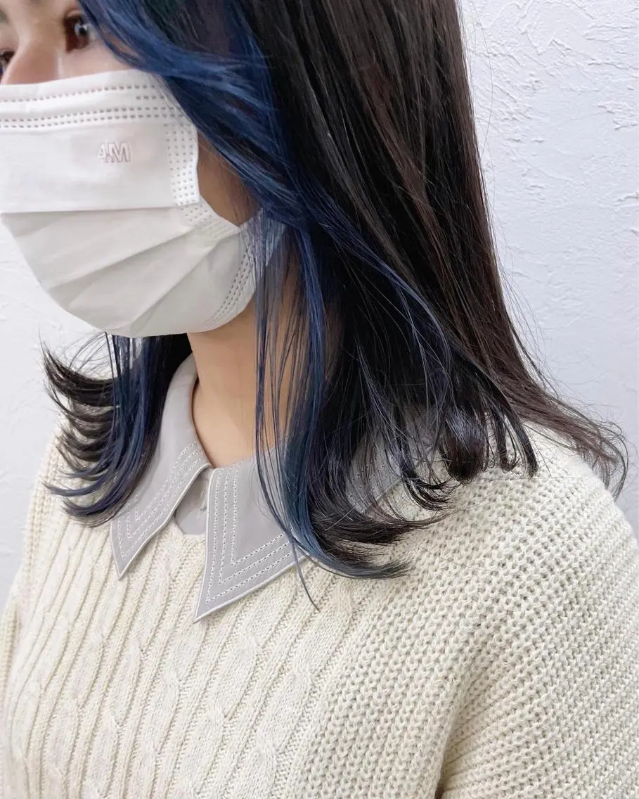 カラー ブルーカラー ネイビーカラー ブリーチダブルカラー 【koide】のヘアスタイル