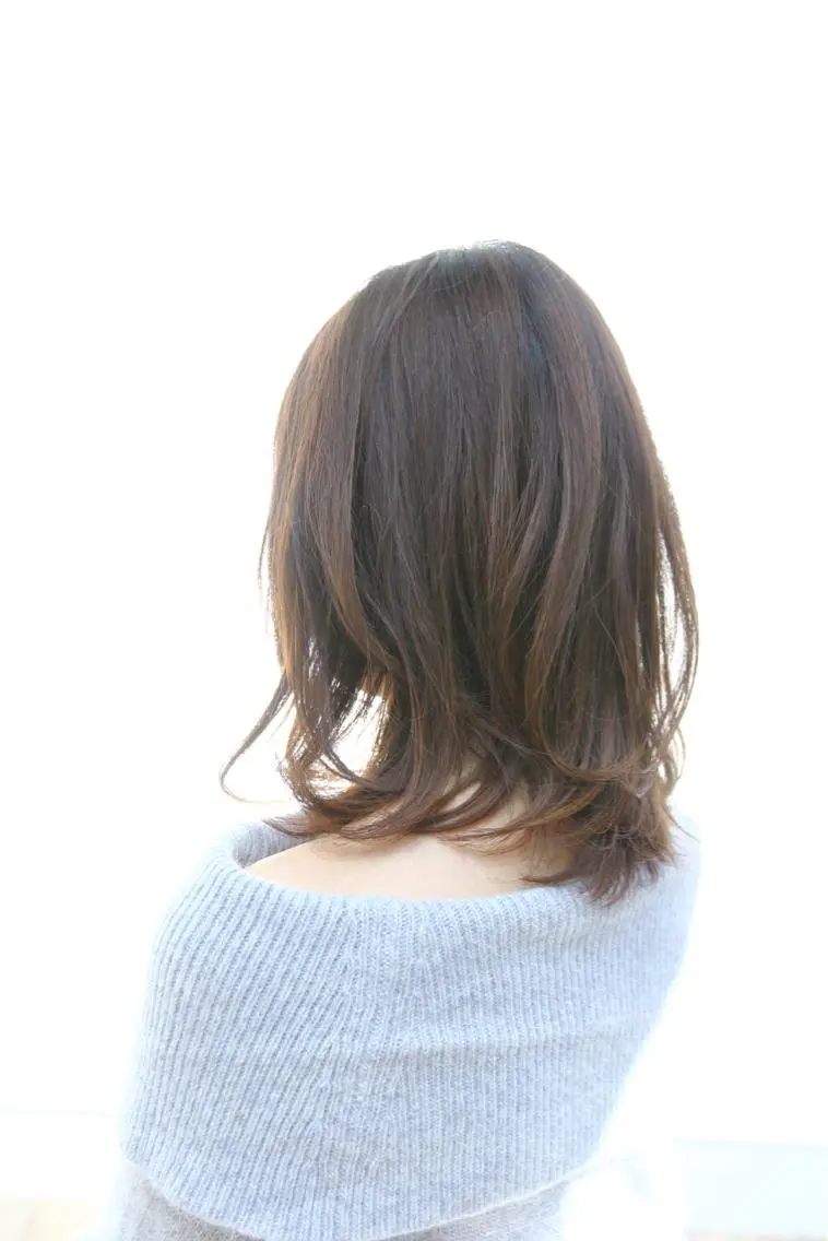 ミディアム セミロング パーマ ヘアアレンジ リ コのヘアスタイル