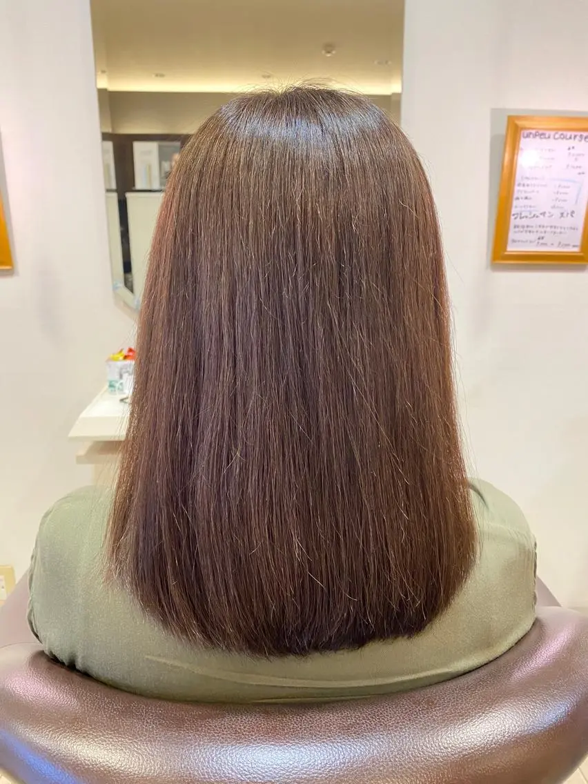 セミロング パーマ 縮毛矯正 辻出 綾弥のヘアスタイル