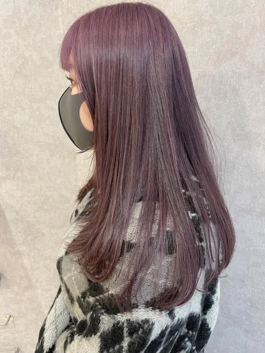 セミロング カラー ピンクカラー バイオレットカラー バイオレットピンク Rina のヘアスタイル
