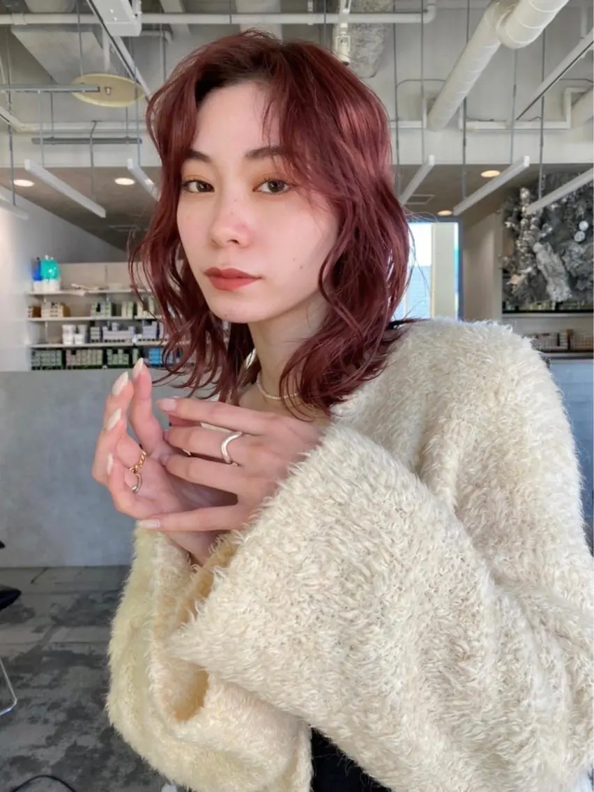 セミロング カラー ヘアアレンジ ヘアカラー トリートメント ヘアセット 🎀暖色カラー🎀 ♡yurika♡のヘアスタイル