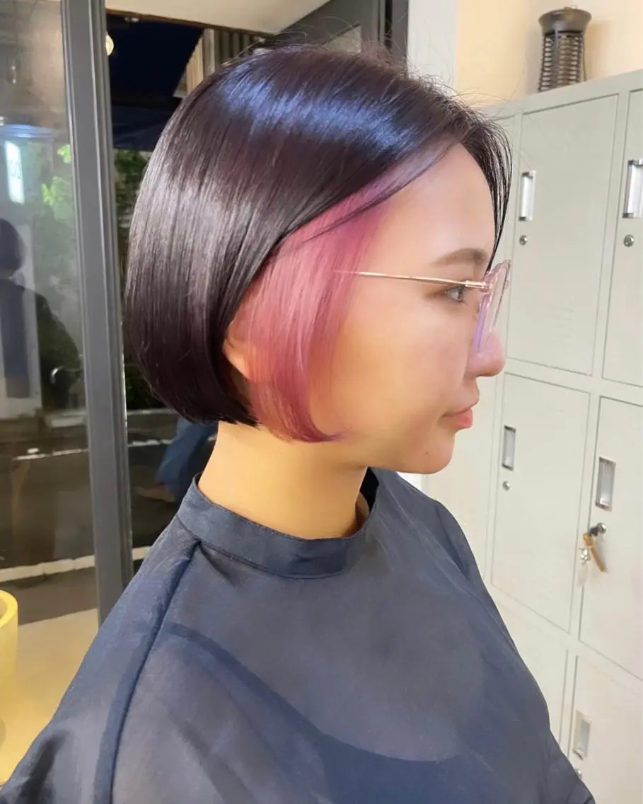 ショート カラー ブリーチ ピンクカラー ヘアカラー トリートメント 渋谷ケアブリーチ Suuのヘアスタイル