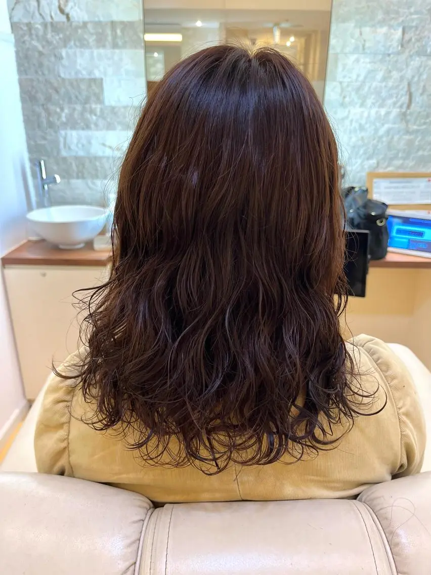 セミロング カラー パーマ セミロングパーマ デジタルパーマ 後藤 瑞季のヘアスタイル