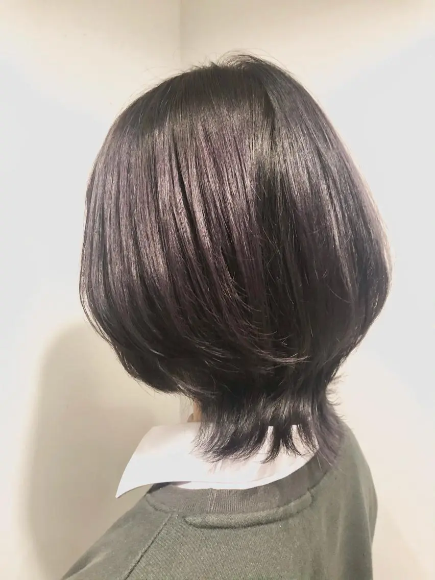 ミディアム カラー カット パーマ トリートメント 岩谷 愛依のヘアスタイル