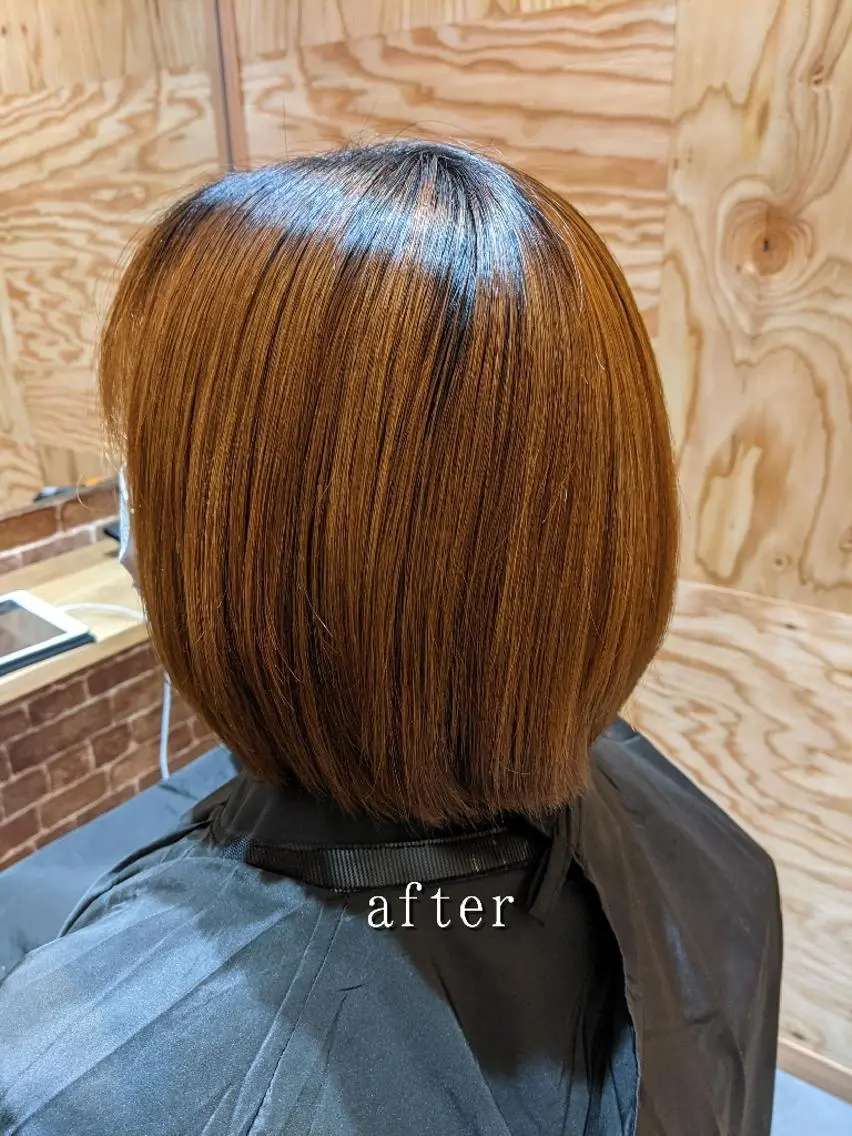 ミディアム カット 縮毛矯正 トリートメント 美髪矯正 キョウスケのヘアスタイル