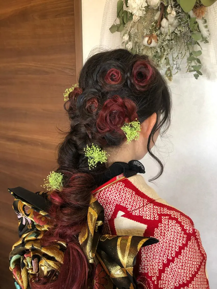 ロング ヘアアレンジ 成人式 田中 佐枝子のヘアスタイル