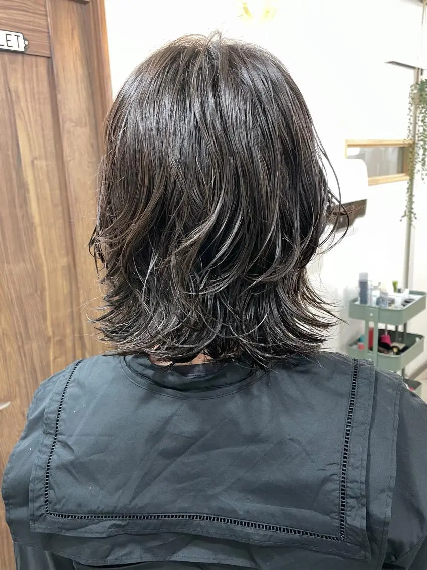 ミディアム パーマ 髪質改善 縮毛矯正/ レイヤー/銀座/本木のヘアスタイル