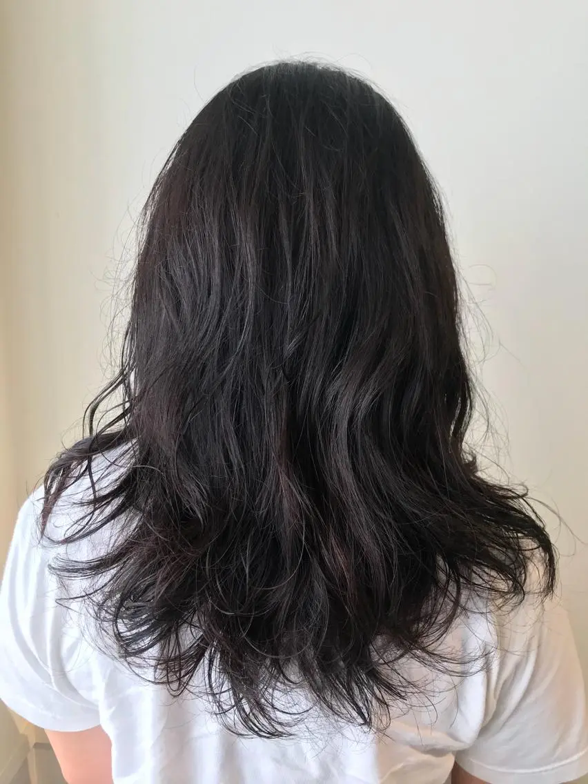 ロング パーマ レイヤーカット デジタルパーマ カット トリートメント ながやま まいのヘアスタイル