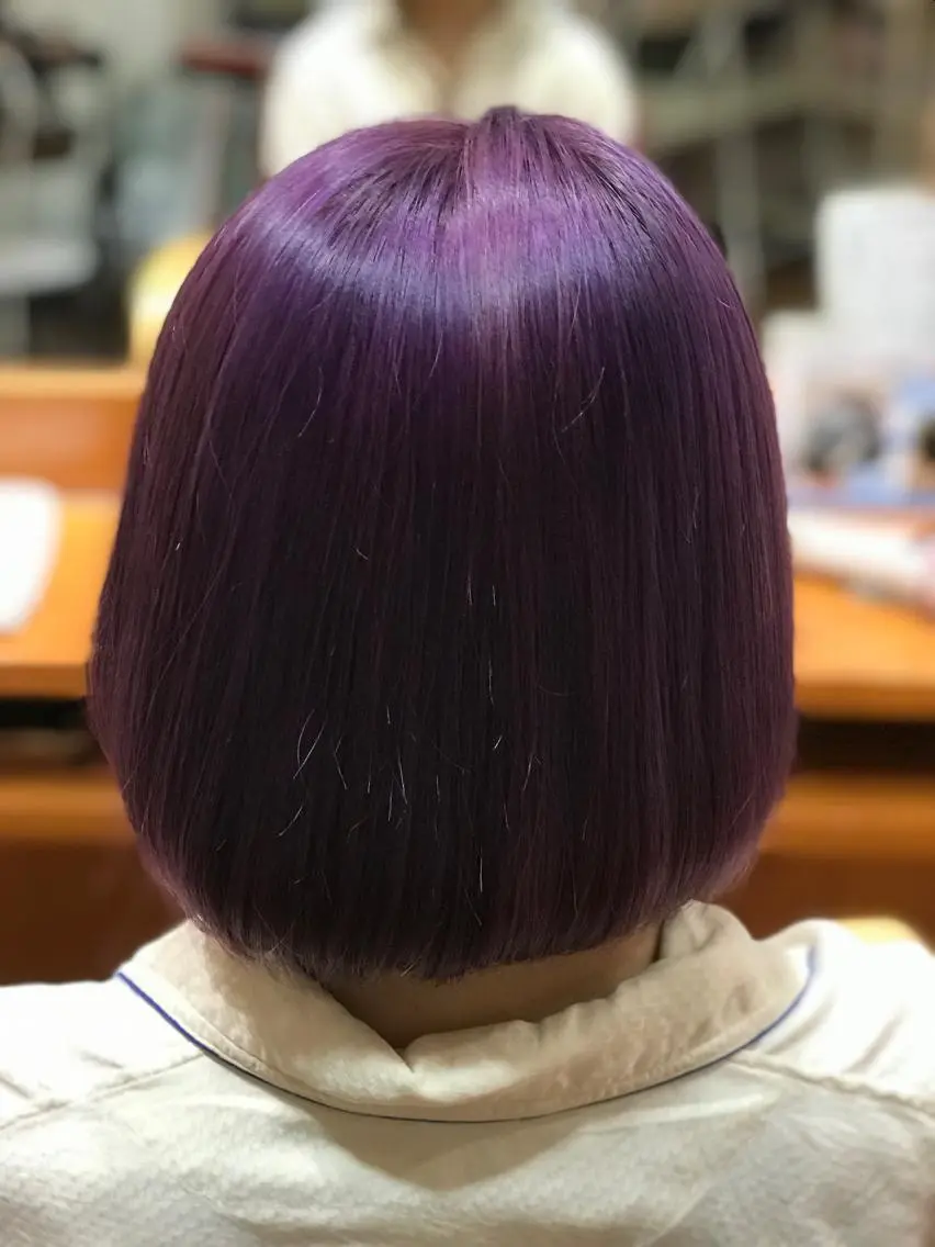 ミディアム カラー ブリーチ パープルカラー 代表　しみず としやのヘアスタイル