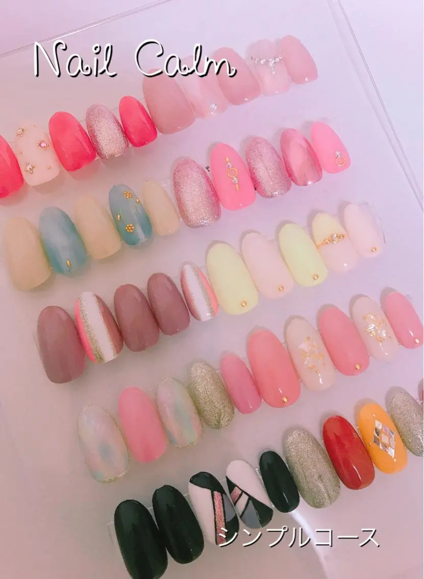 ネイル シンプルネイル 春ネイル ハンドネイル プライベートサロン Calmのネイルデザイン