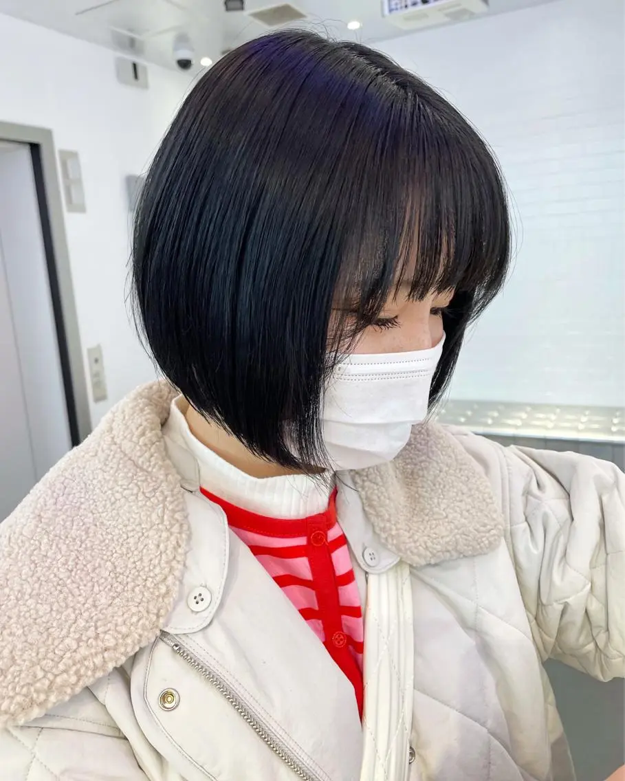 ミディアム カラー ヘアアレンジ 黒髪 ヘアカラー トリートメント ボブ×柔らかいカラー 🌷misaki𓍼のヘアスタイル