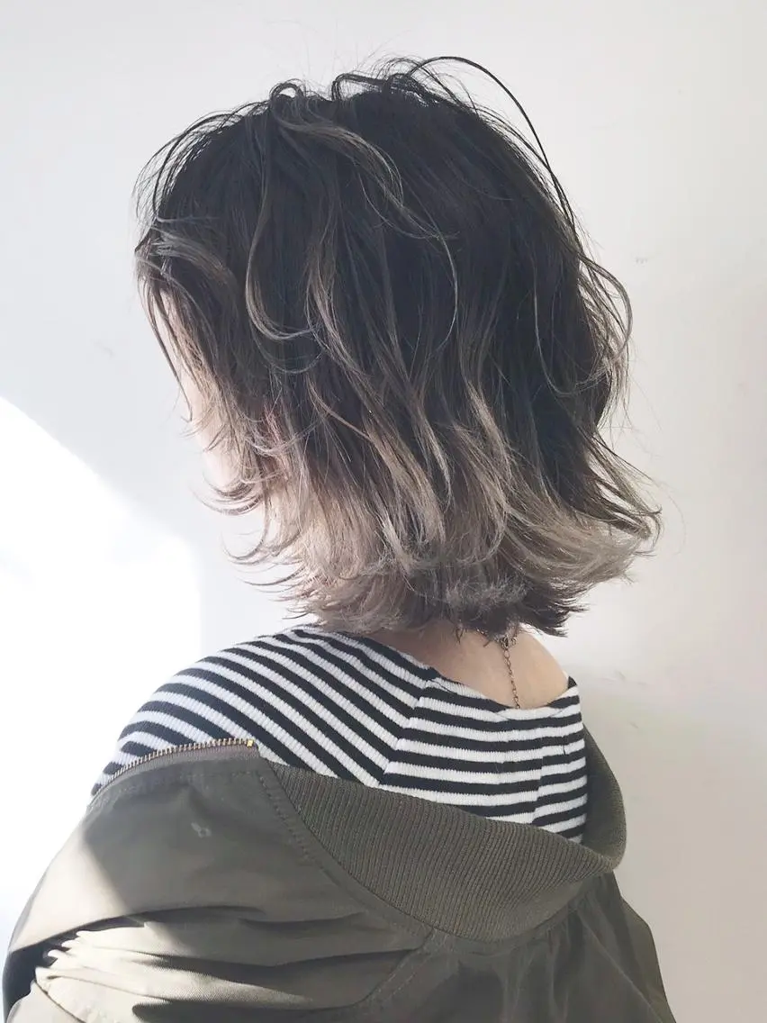 ショート カラー パーマ ヘアアレンジ アッシュ ハイライトカラー ハイライト ITbyALBUM 中野店のヘアスタイル
