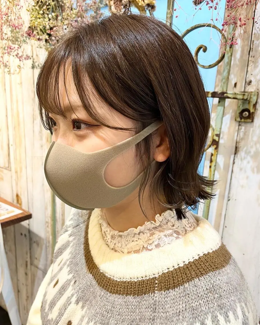 ミディアム カラー ベージュカラー イヤリングカラー ミルクティーベージュ 髪質改善☆ 縮毛矯正miyuのヘアスタイル