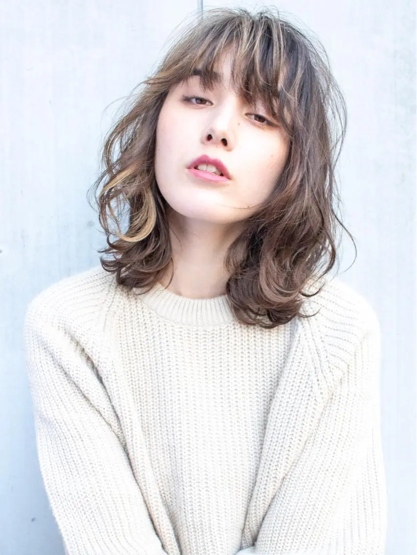 ミディアム パーマ ミディアムパーマ 外ハネヘア gite カワムラナオキのヘアスタイル