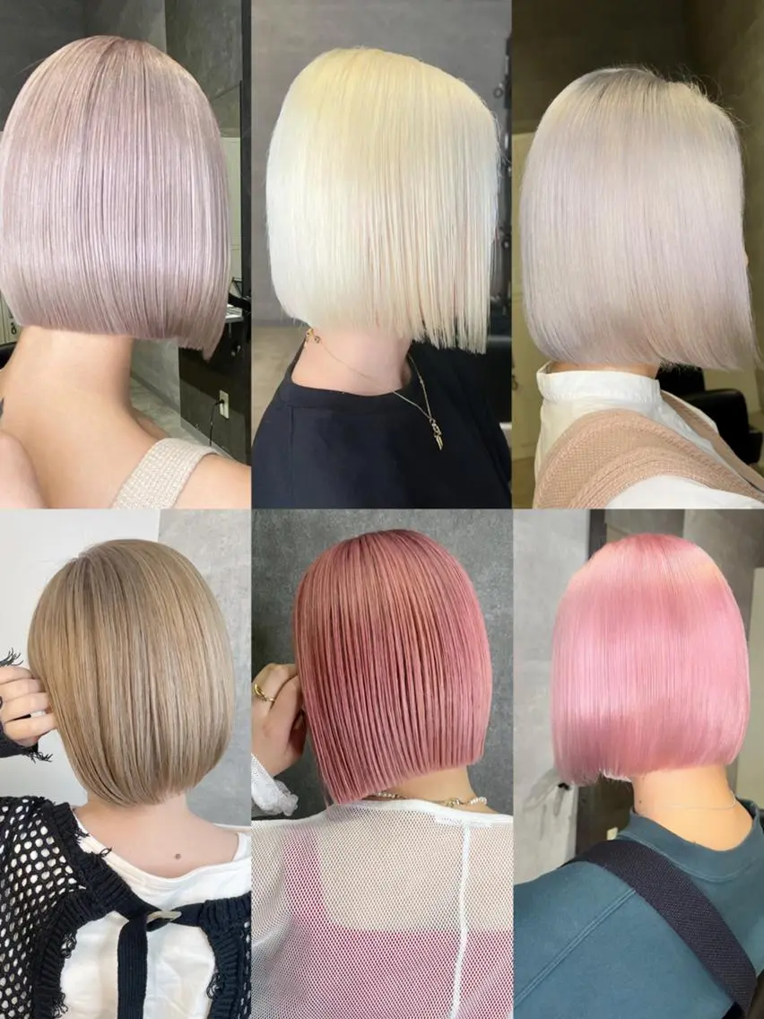 ミディアム 外国人風カラー ハイライト 髪質改善 似合わせカット トリートメント カット ヘアカラー トリートメント ＿WHITE鳳店 アンダーバーホワイトのヘアスタイル