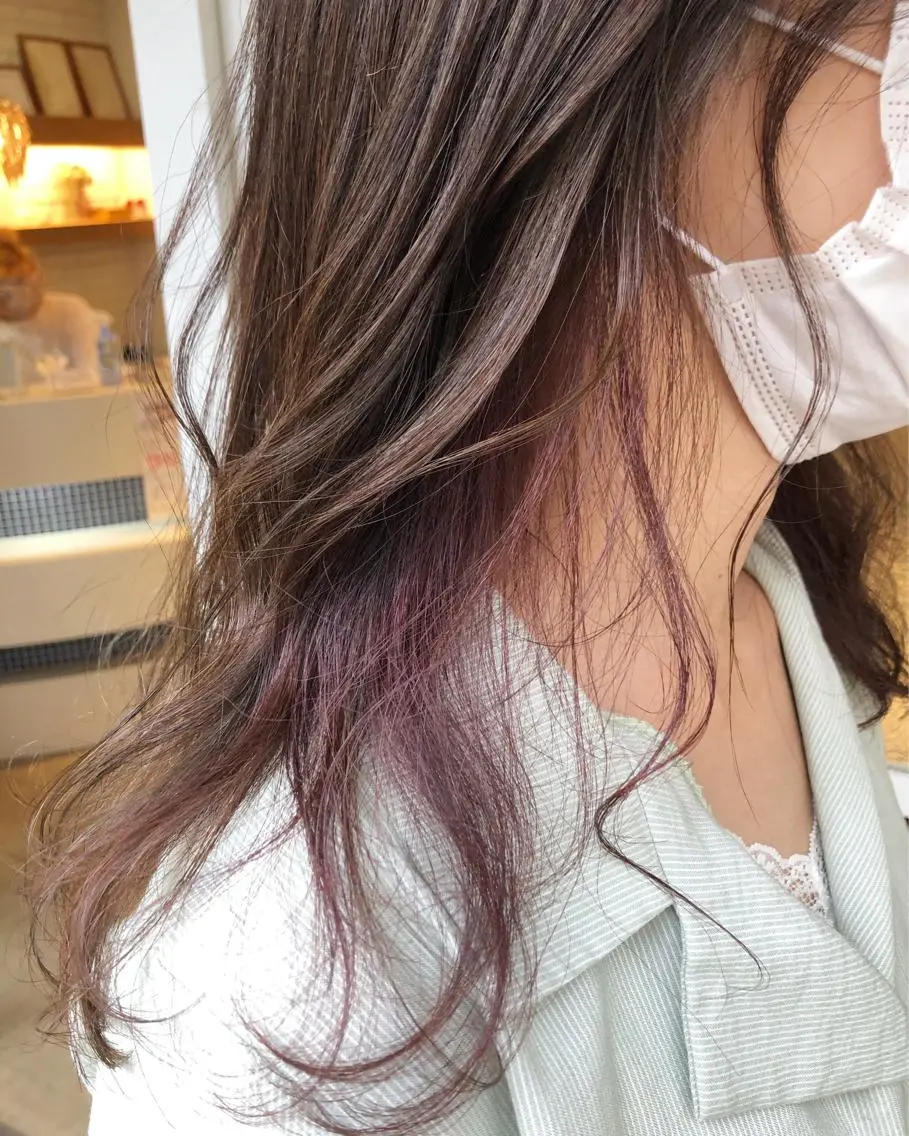 ロング カラー ラベンダーカラー ピンクカラー ピンクラベンダー カット ヘアカラー 西村 有紗のヘアスタイル