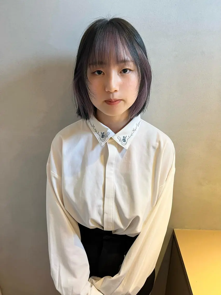 ミディアム カラー ブリーチ ラベンダーカラー ヘアカラー トリートメント 🩷ハイトーン透明感 レイヤー🩷ユリカのヘアスタイル