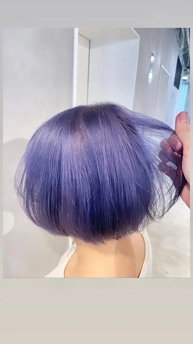 ショート カラー ブルーカラー ハイトーンカラー パープルカラー ボブ ヘアカラー トリートメント 🔷ダブルカラーハイ トーン🔷櫻井走のヘアスタイル
