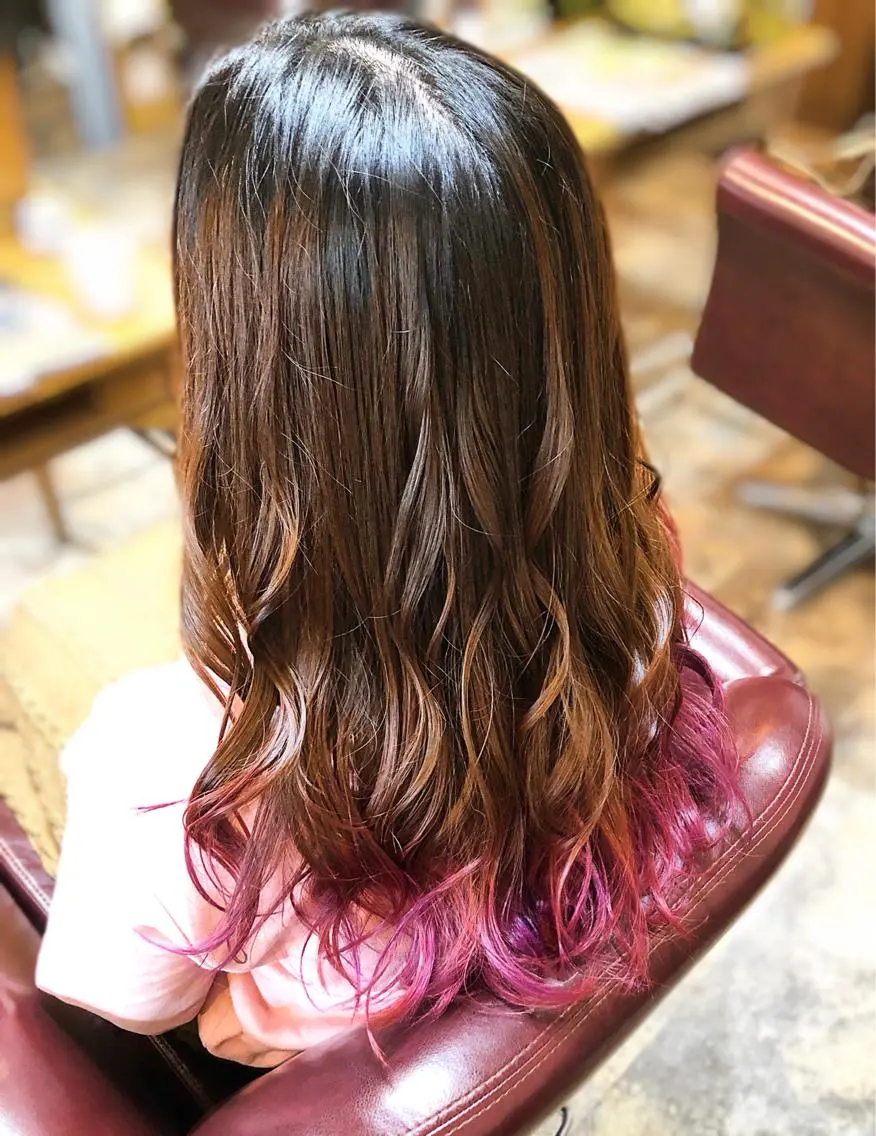 ロング カラー カット ヘアカラー トリートメント みやもと まなみのヘアスタイル