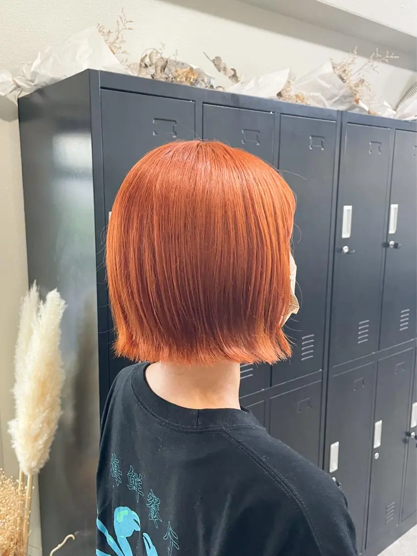 ショート カラー パーマ ヘアアレンジ メンズ キッズ オレンジ ボブ 大人スタイル 太田のヘアスタイル