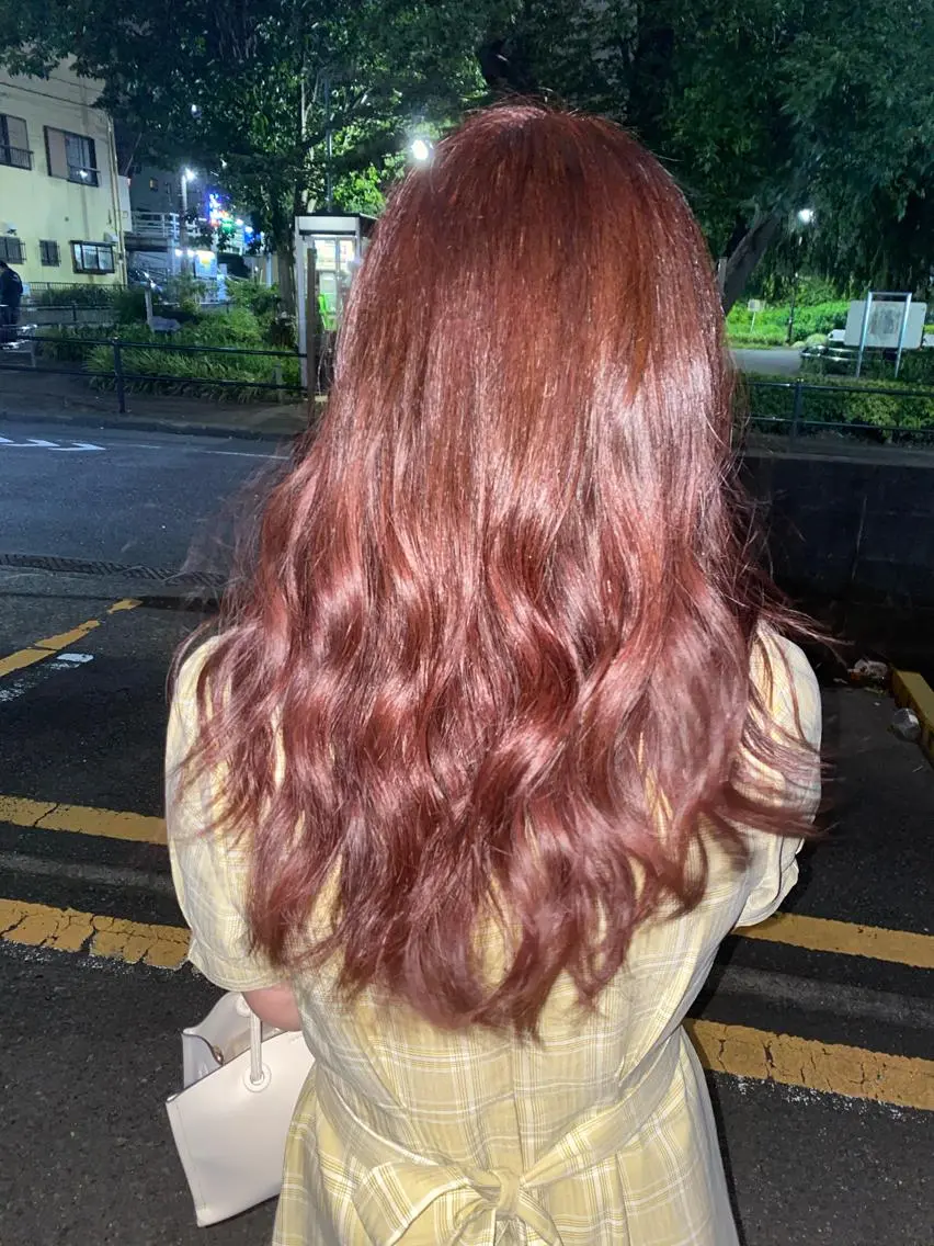 セミロング カラー ピンクカラー ローズカラー 柴田 翔太郎のヘアスタイル