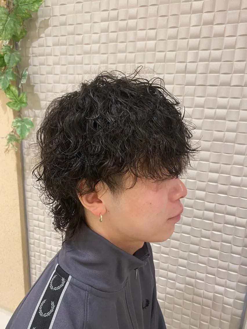ミディアム ミディアムパーマ 学生 ウルフカット ツイストパーマ 新宿メンズパーマ ヨモギダのヘアスタイル