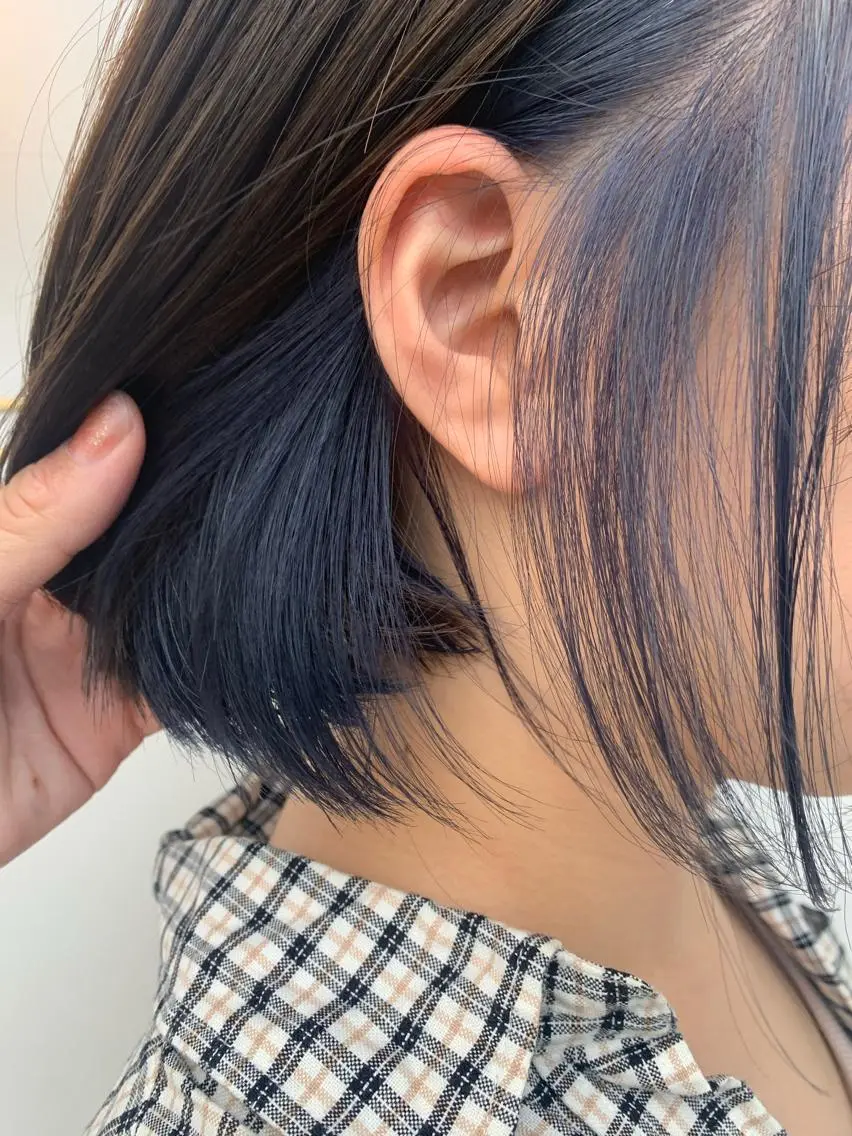 ミディアム カラー ブルーカラー インナーカラー ヘアカラー 中目黒🌼 🌼ハナのヘアスタイル