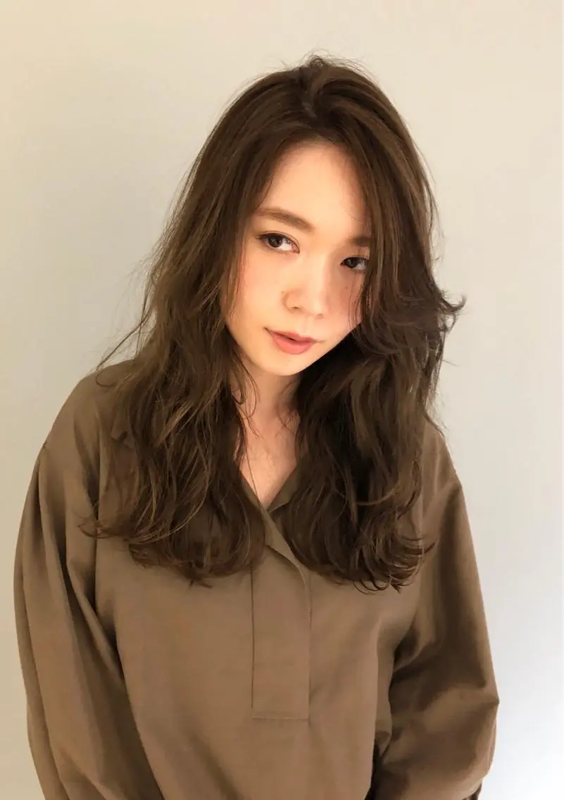 ロング カラー パーマ ヘアアレンジ ベージュカラー 酸性縮毛矯正のプロ 杉山玲介のヘアスタイル