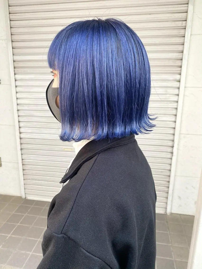 ショート カラー ヘアアレンジ ブルーカラー ヘアカラー トリートメント lani ブリーチ /ダブルカラーのヘアスタイル