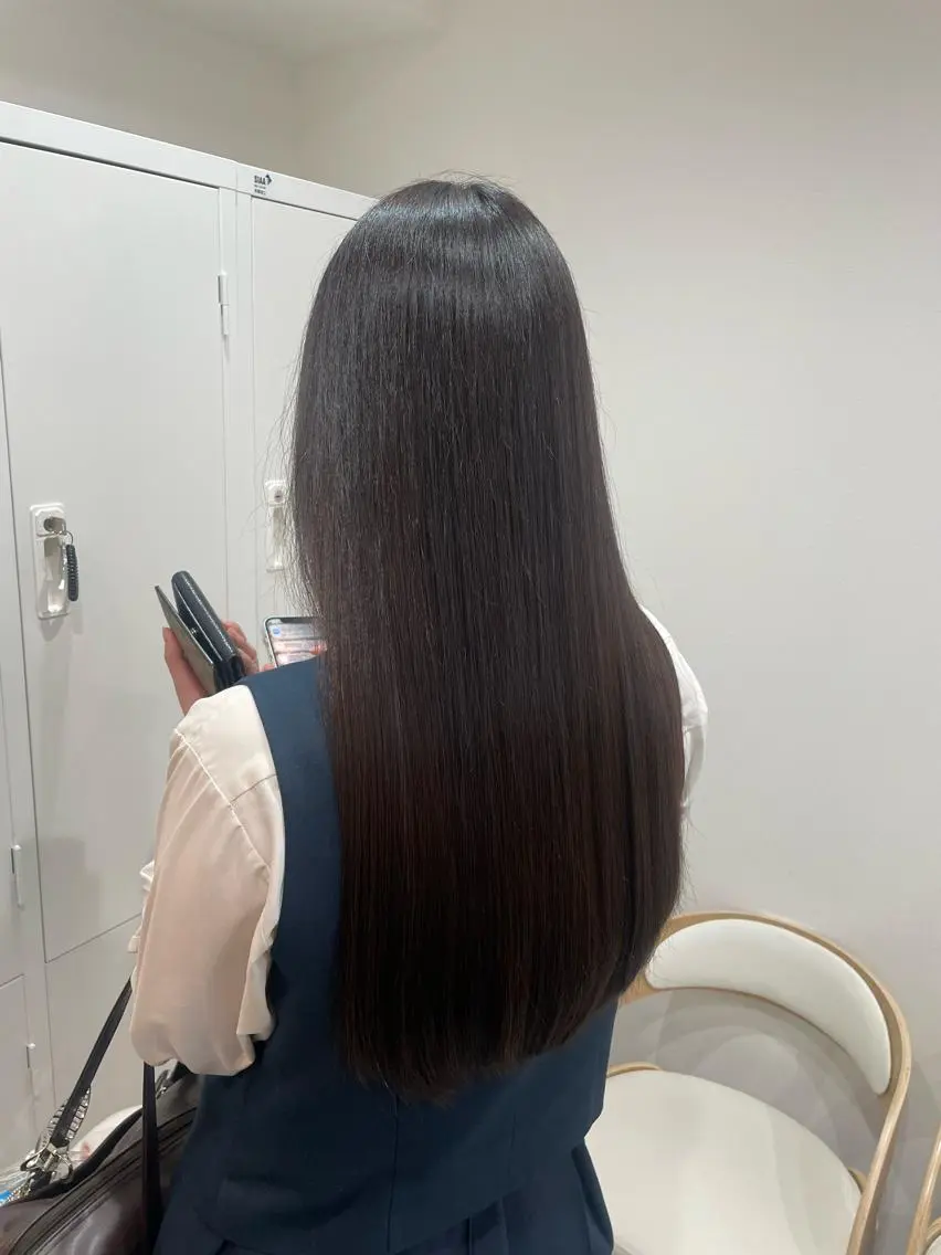 ロング 縮毛矯正 安東留那 /レイヤーカットのヘアスタイル