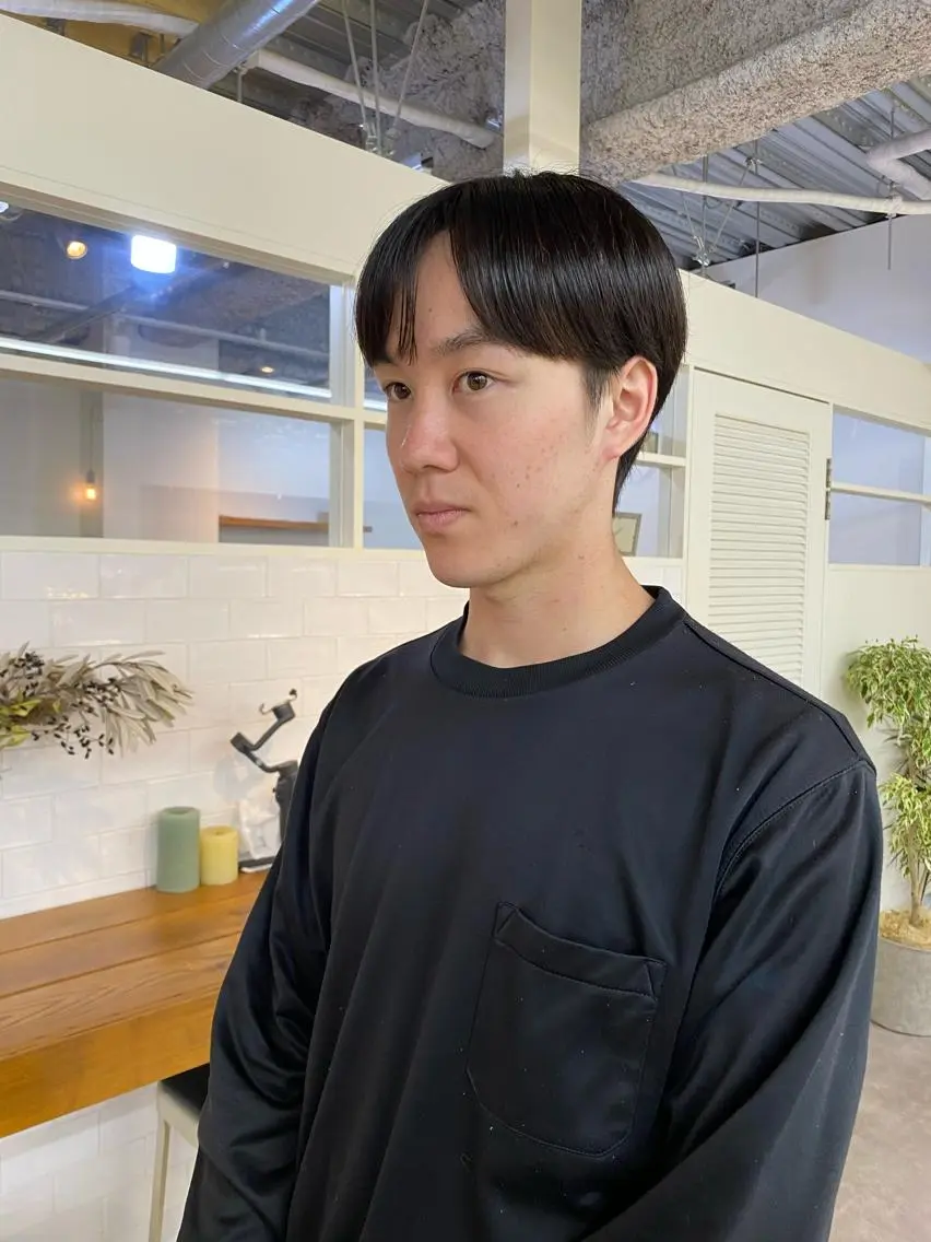 メンズ カット ヘアカラー yumeka🩶ボブ 暖色/透け感カラーのヘアスタイル