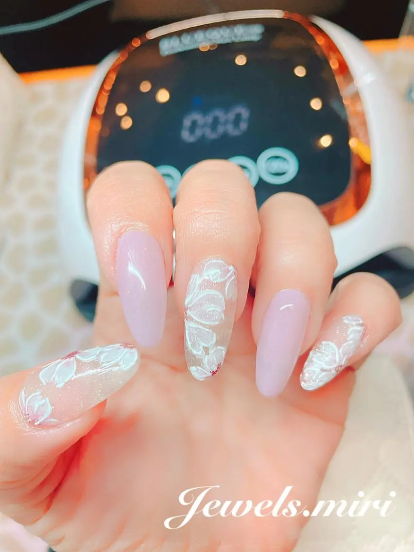 ネイル アートネイル フラワーネイル ピンク 春ネイル ネイルサロン Jewels Mのネイルデザイン