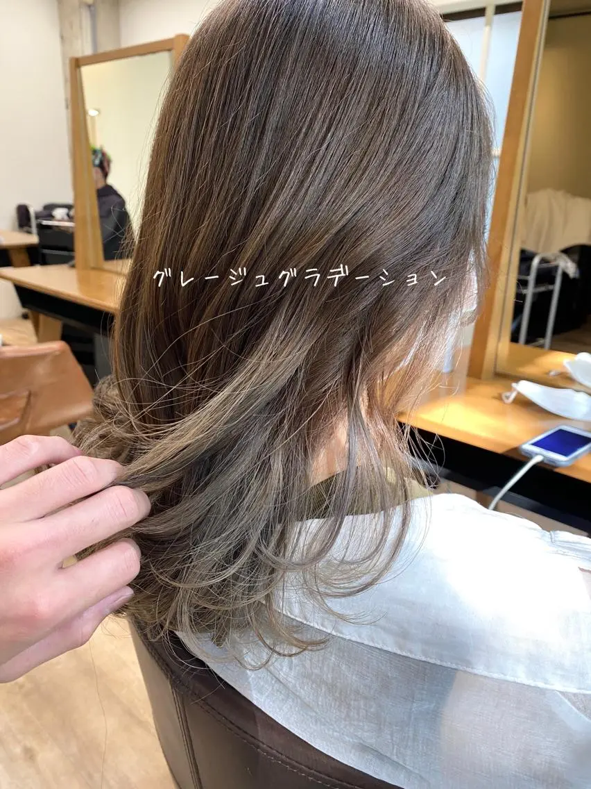 セミロング ヘアカラー トリートメント CASANE 大橋康智のヘアスタイル