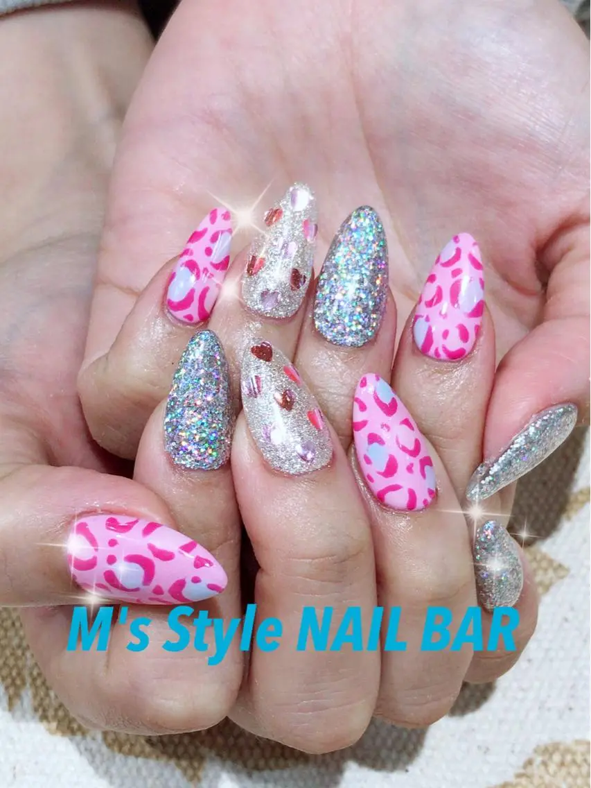 ネイル アニマル柄 持ち込み ピンク ハンドネイル M's Style NAIL BARのネイルデザイン
