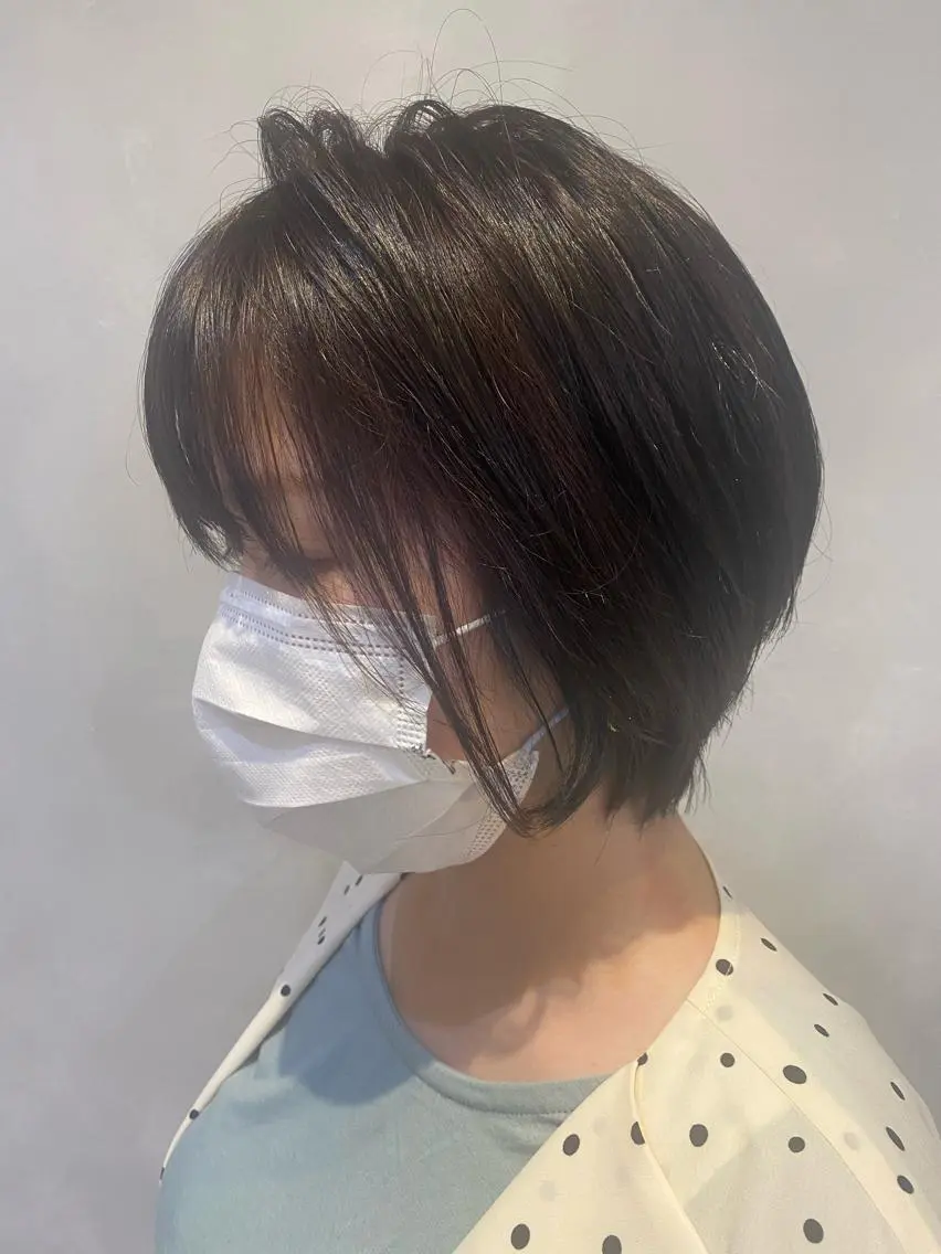 ショート ショートヘア カット ヘアカラー トリートメント TAI透明カラー 柔らかい縮毛矯正のヘアスタイル