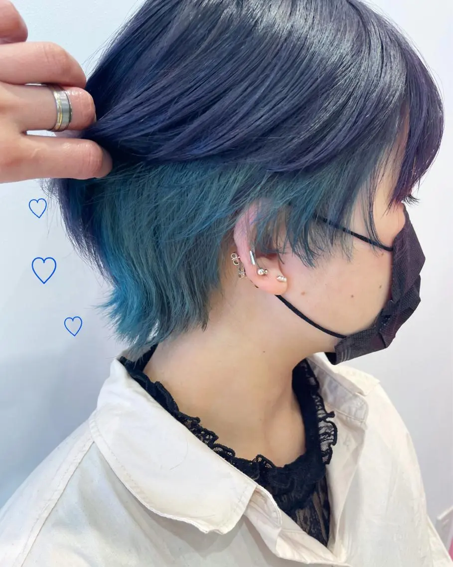 ショート カラー ネイビーカラー 新宿駅近♡個室 ♡関口三都季🌜のヘアスタイル