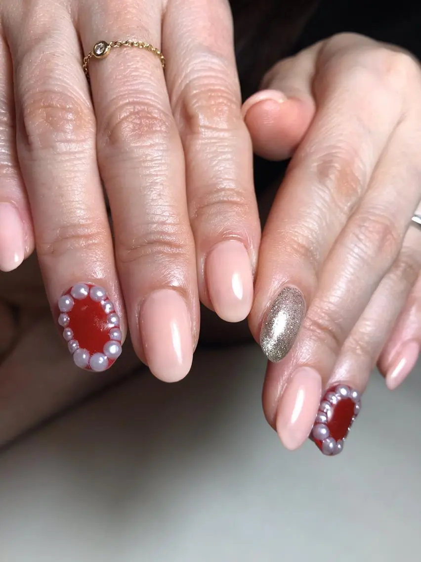 ネイル 赤色 シンプルネイル nail salon ily 武蔵新城のネイルデザイン