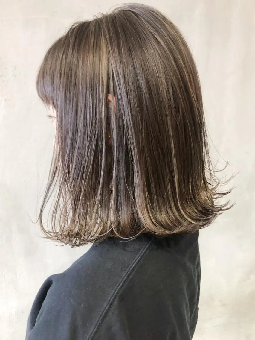 ミディアム カラー パーマ ヘアアレンジ ベージュカラー ハイライトカラー ハイライト ITbyALBUM 中野店のヘアスタイル