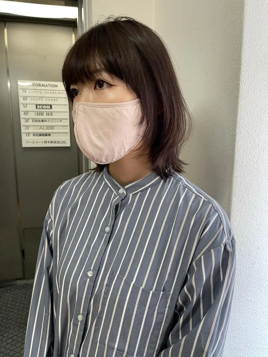 ミディアム カット ヘアカラー トリートメント 早瀬裕之 パーマのヘアスタイル