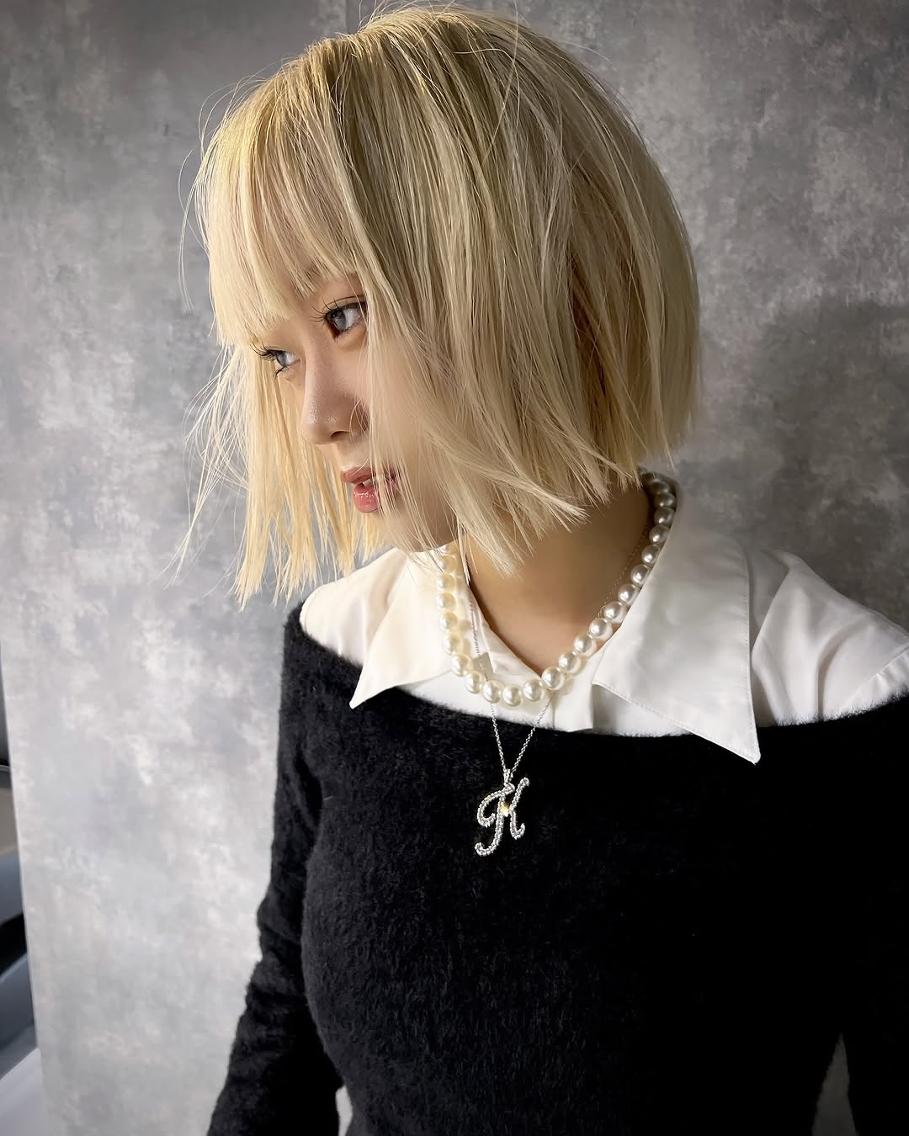 ミディアム カラー レイヤーカット ウルフカット ウルフ/レイヤー /ブリーチ/心斎橋のヘアスタイル