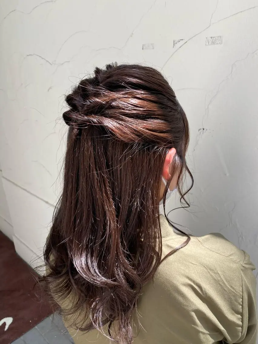 ロング カラー ヘアアレンジ ブラウンカラー 簡単アレンジ パーマ/髪質改善 【榎本千夏】のヘアスタイル