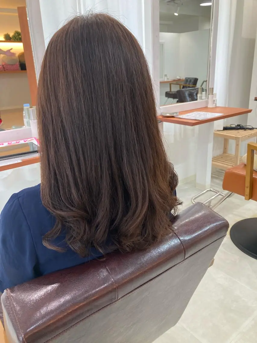 ミディアム カラー パーマ ミディアムパーマ デジタルパーマ ストレートパーマ お洒落パーマ/ 艶カラー/michiのヘアスタイル