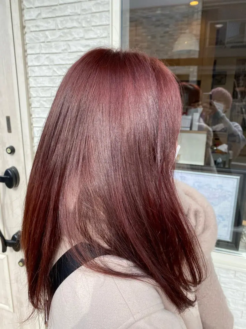 カラー ブリーチ ブリーチなしカラー ピンクカラー 透明感ブリーチ ハイトーンウエダのヘアスタイル