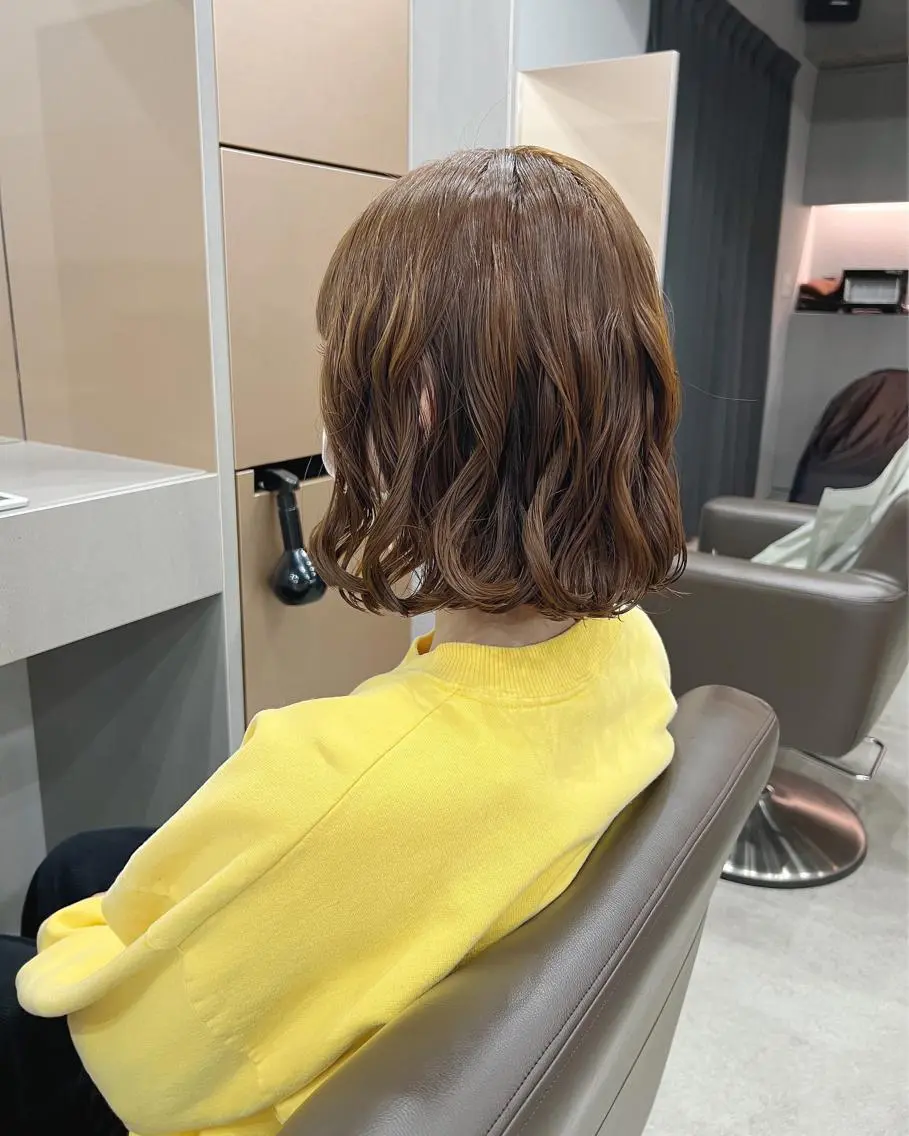ショート パーマ カット ヘアカラー パーマ ボブパーマコテ巻き風 パーマNo1深江秀平のヘアスタイル