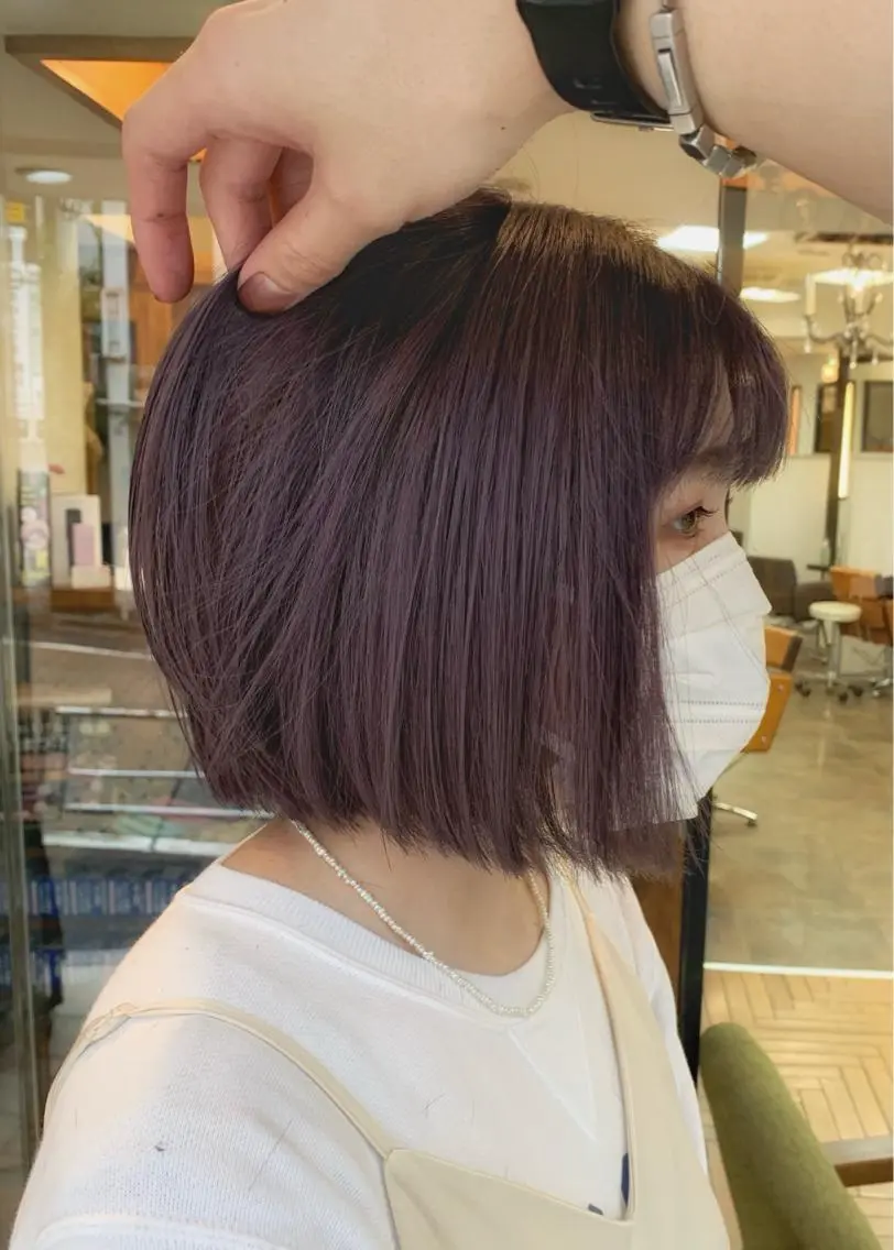 ショート カラー グレージュ ラベンダーカラー ラベンダーグレージュ ラベンダーグレー ヘアカラー トリートメント 矢野 晃平のヘアスタイル