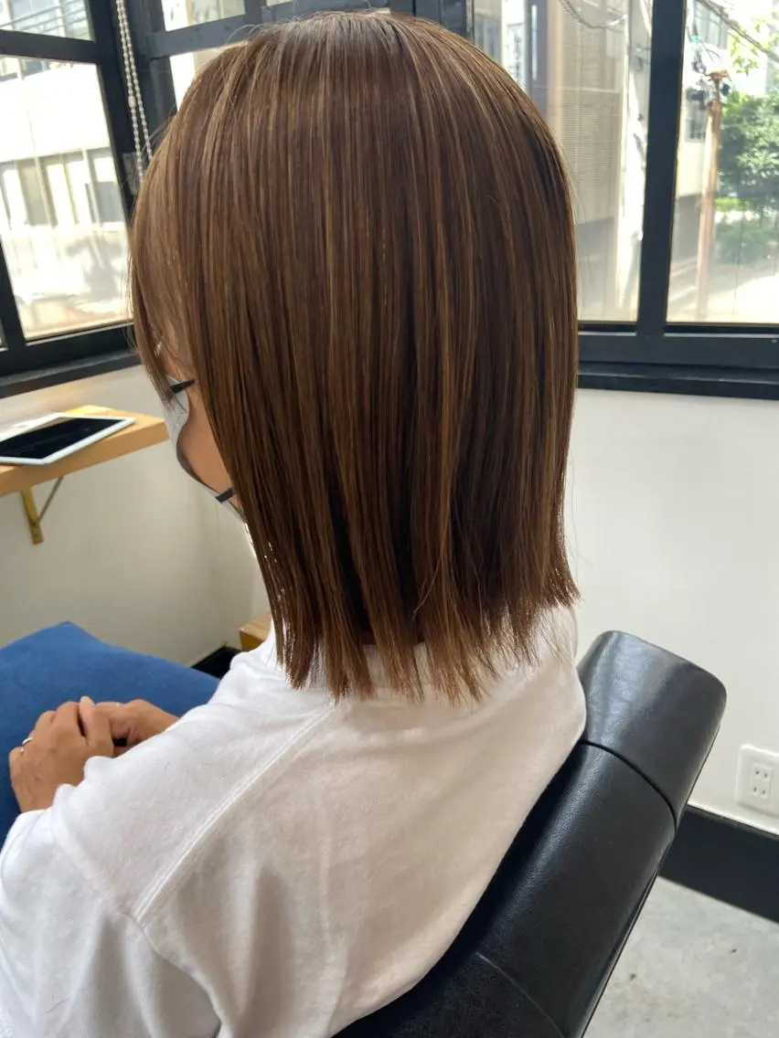 ミディアム カラー 田中 あやなのヘアスタイル