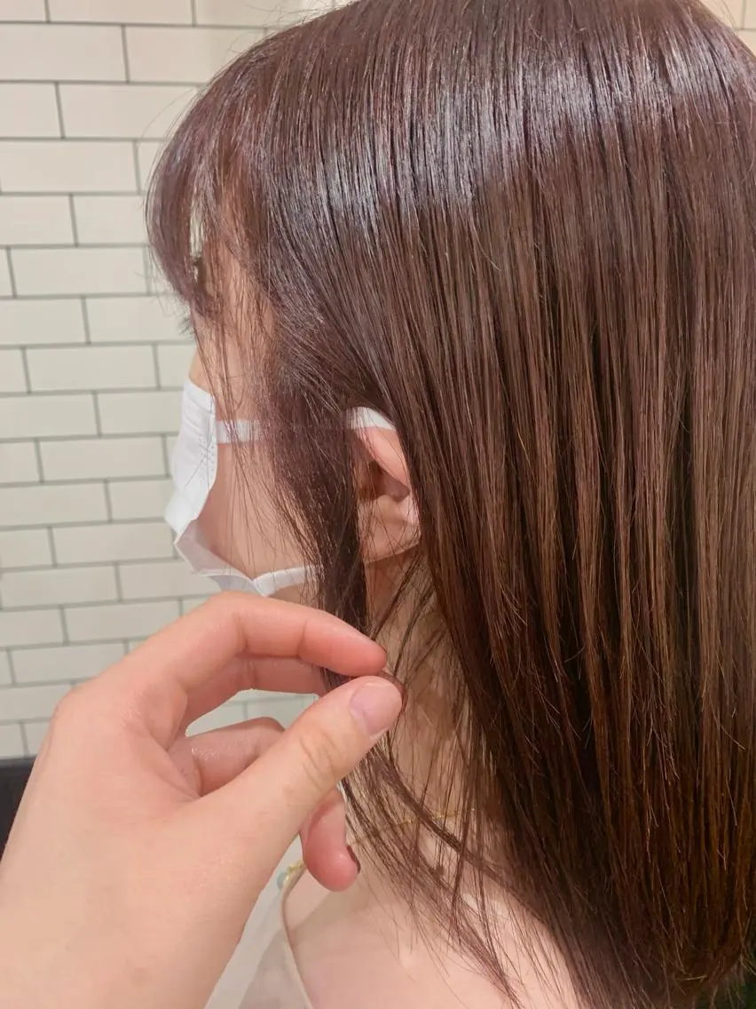 ミディアム カラー レッドカラー cana 札幌レイヤースタイルのヘアスタイル